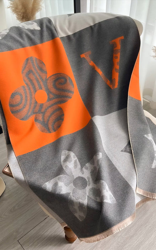 Multi colored large scarf | Grey