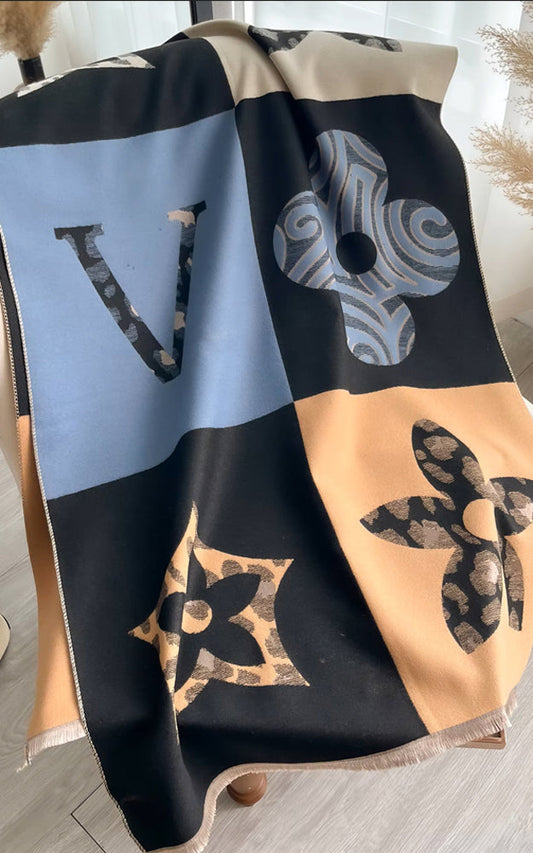 Multi colored large scarf | Black