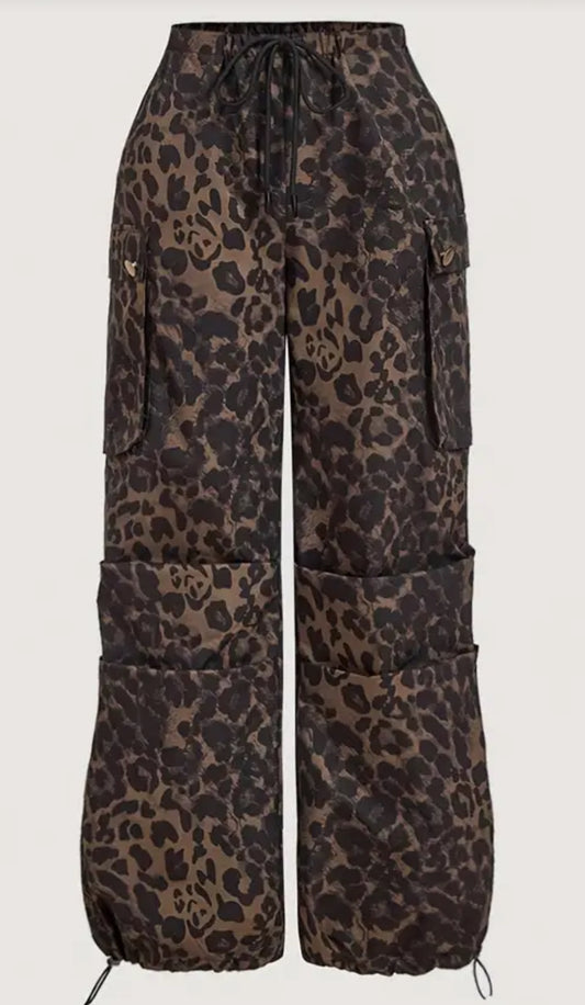 Leopard cargo pants