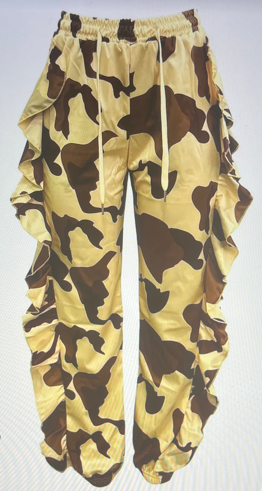 Yellow and brown Ribbed pants