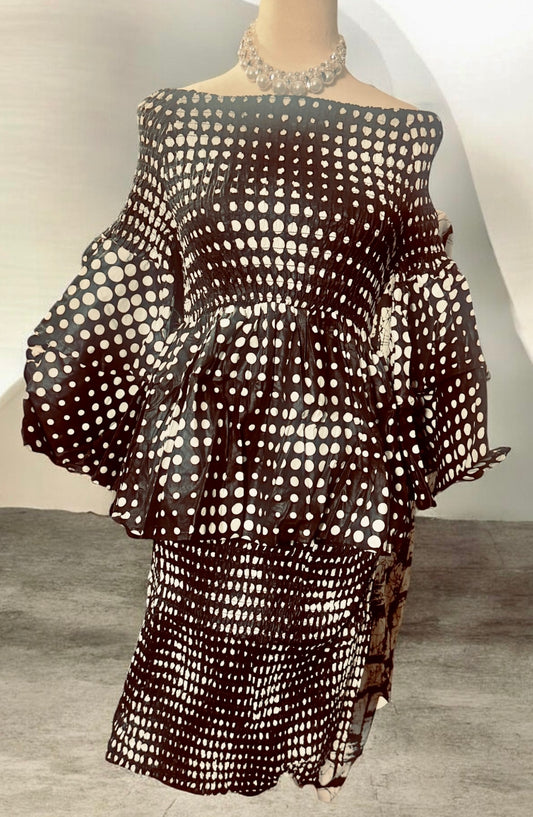 Black/white retro 2 pc skirt set