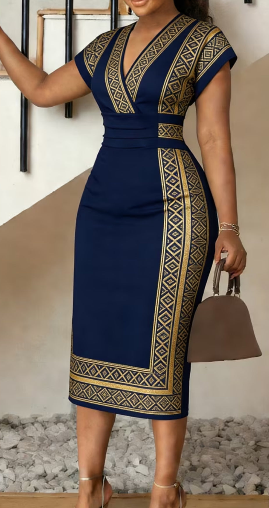 V neck Short sleeve Dress