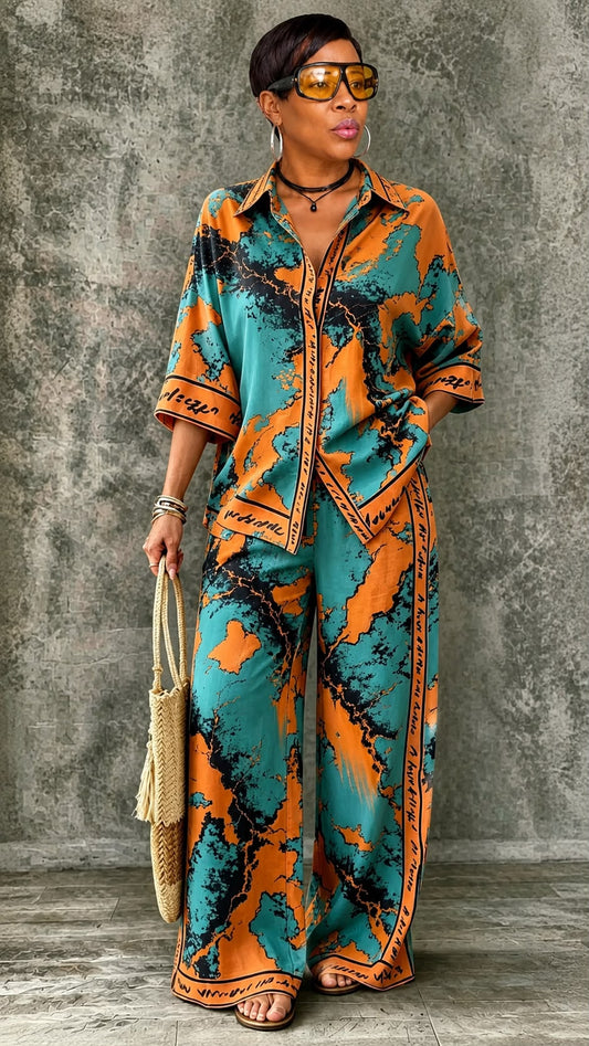 Summer Print 2 pc Pant Suit
