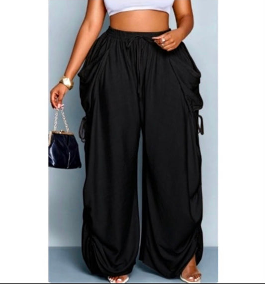 High waisted loose drawstring pants