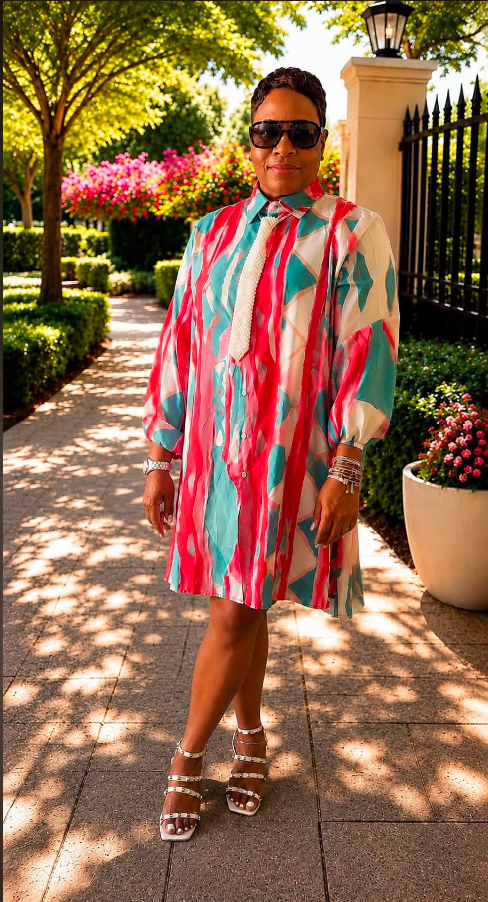 Multi color button down dress