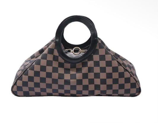 Checkered handle fashion bag