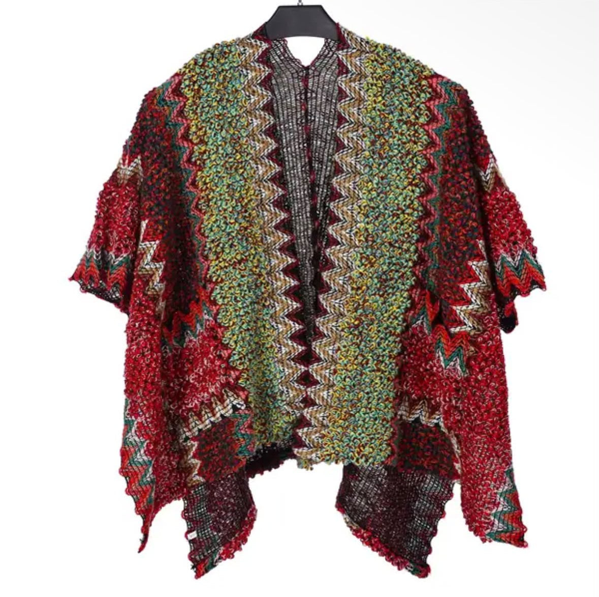 Ladies Poncho Red