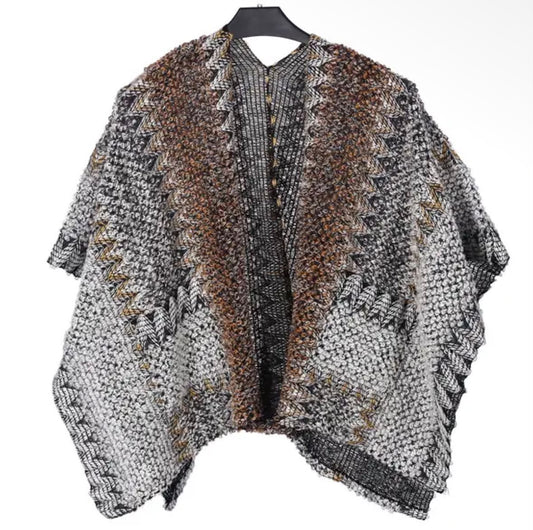 Ladies Poncho Grey