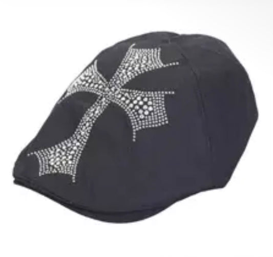 Rhinestone Cross Hat Navy
