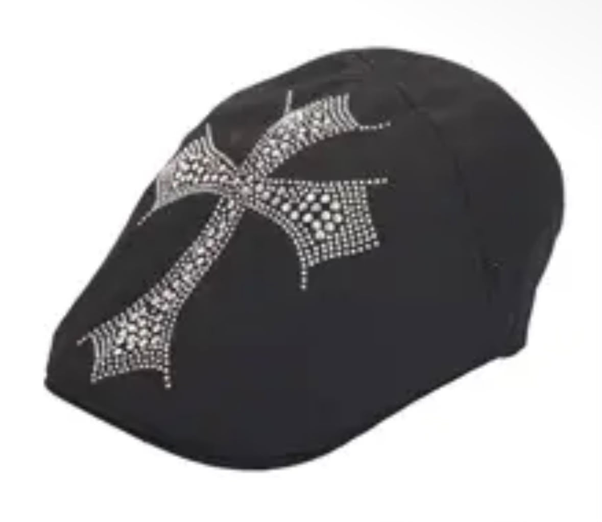 Rhinestone Cross Hat Black