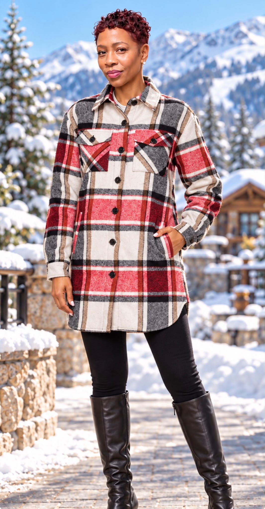 Pink Plaid Shacket Jacket