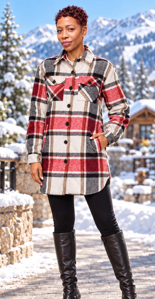 Pink Plaid Shacket Jacket
