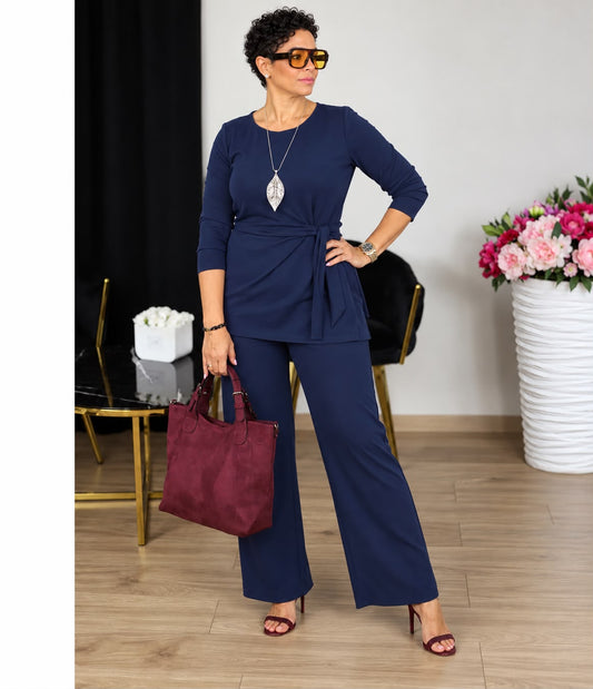 Plus Loose Round Neck Pants Set