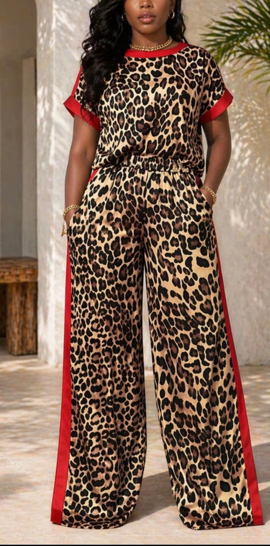 Leopard linen 2 pc Pants set
