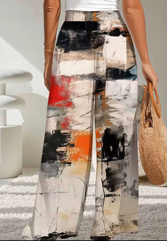 Abstract wide leg pants