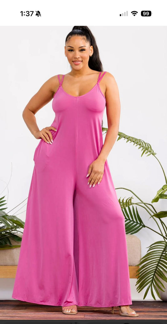Spaghetti strap wide leg jumpsuit