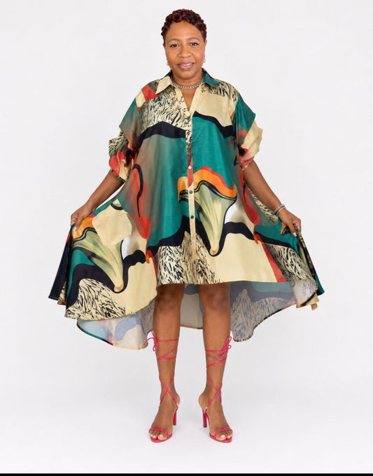 Hi-low Art Mosaic Dress