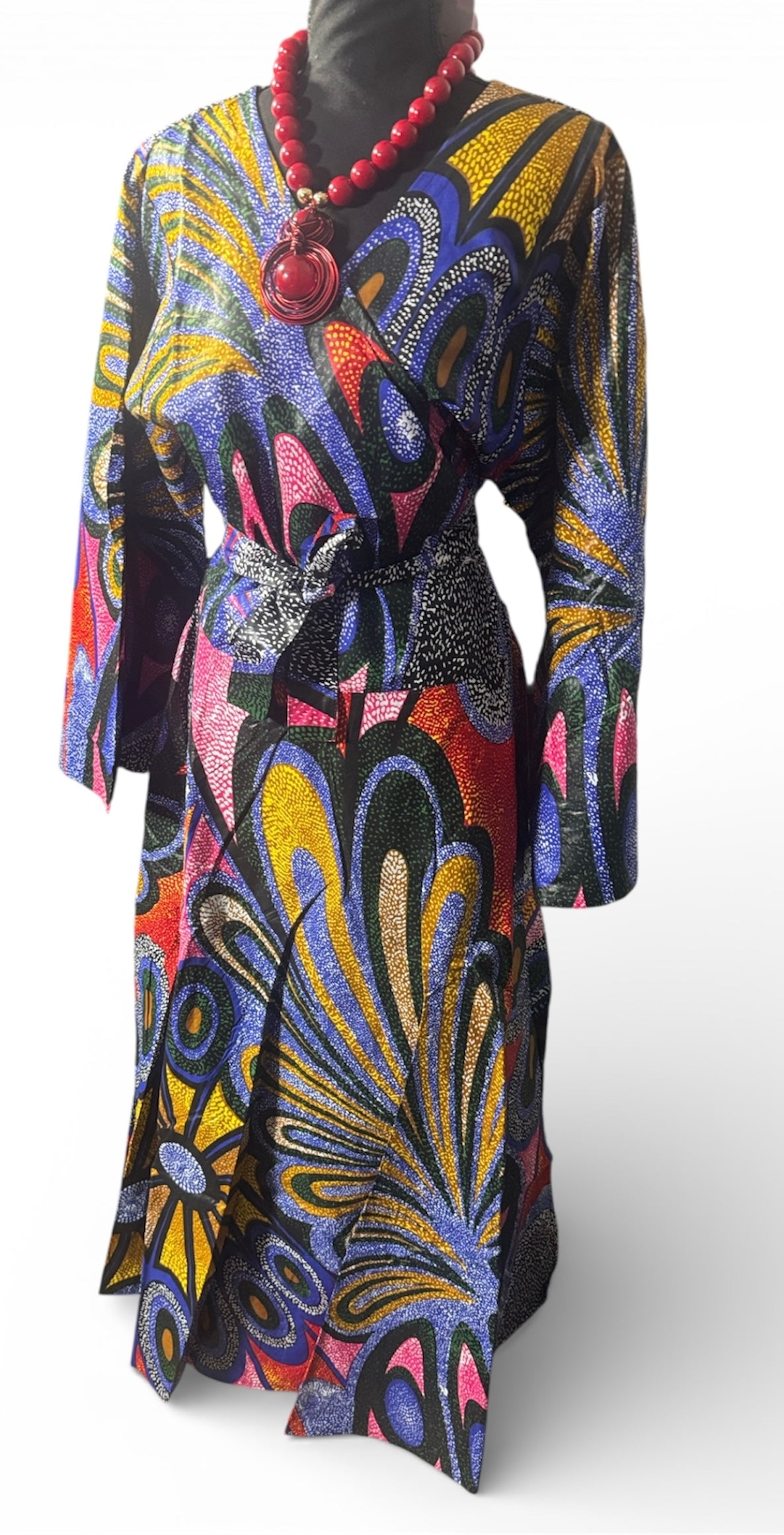 Multi-Blue wrap maxi dress