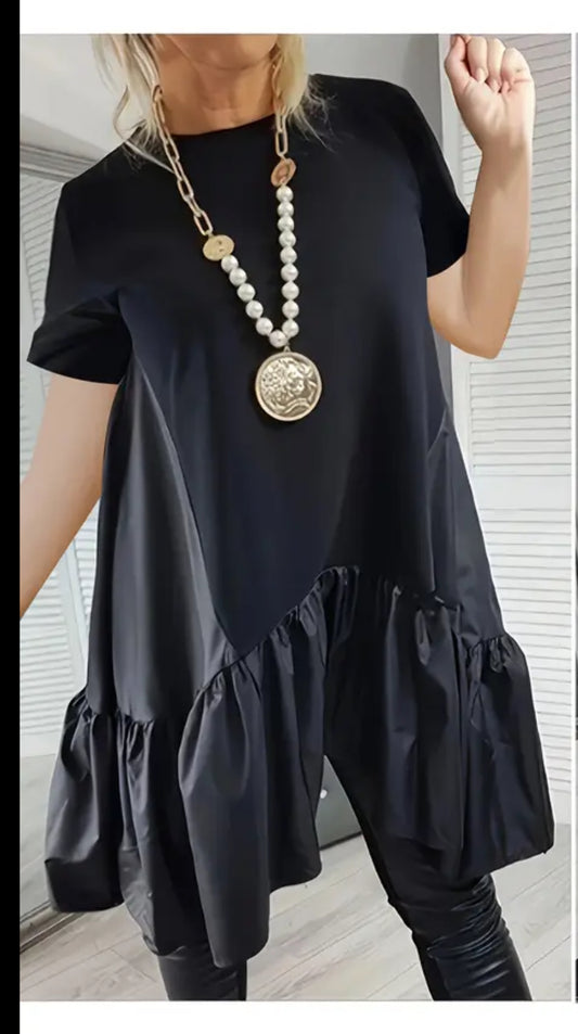 Stylish black ruffled dress