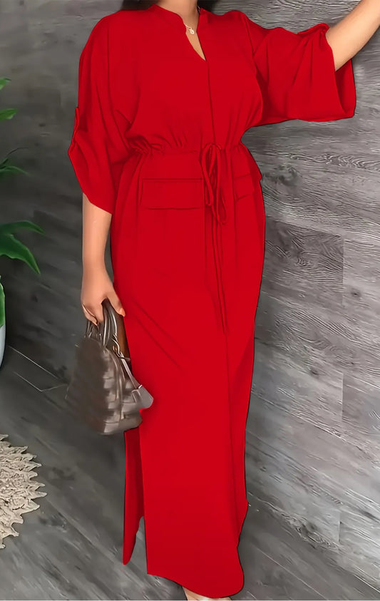 V-neck Tunic Maxi Dress