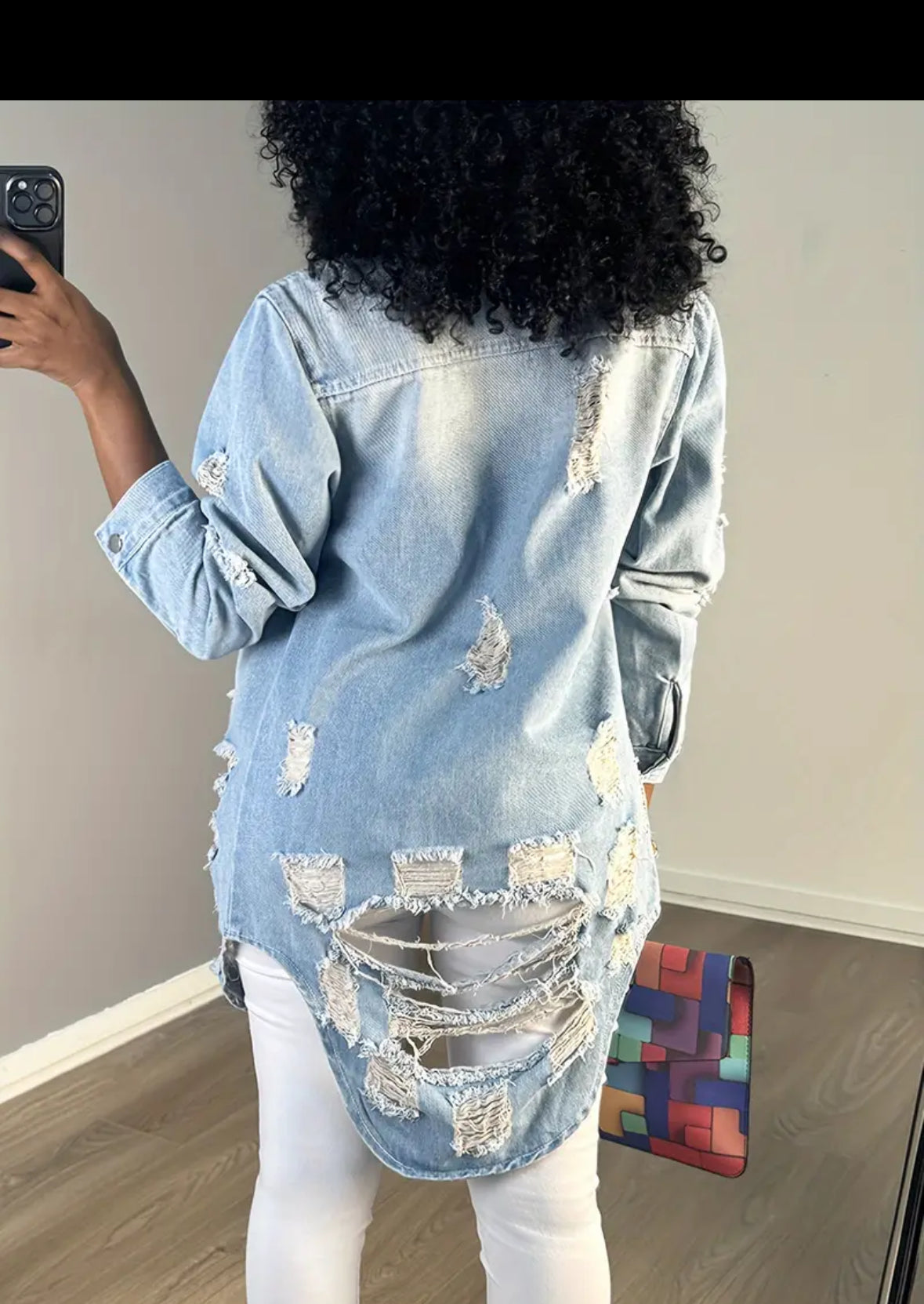 Denim distressed jeans jacket
