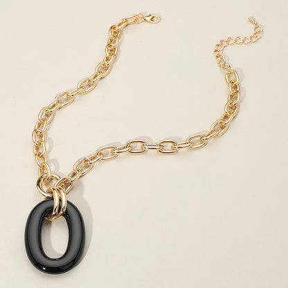 Celluloid Acetate Oval Ring Necklace
