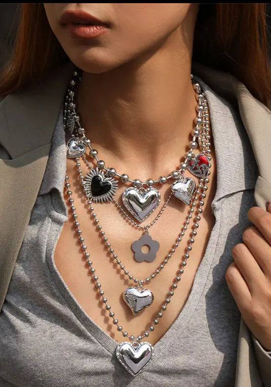 4pc Love Heart Multi-Layer Necklace