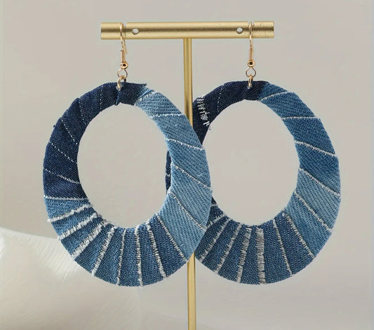 Denim Hoop Earrings