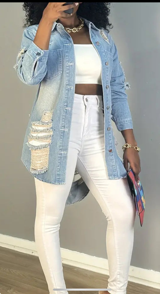 Denim distressed jeans jacket