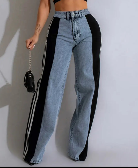Denim wide leg jeans