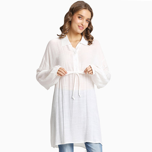 Sheer Tunic Shirt Dress