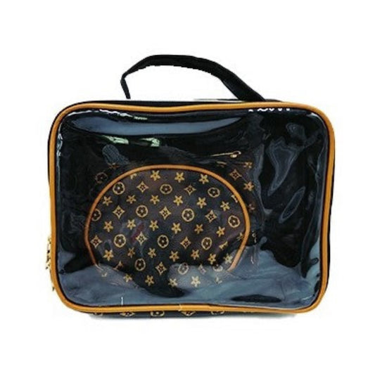 Flower Brown 2pc Cosmetic Case Set