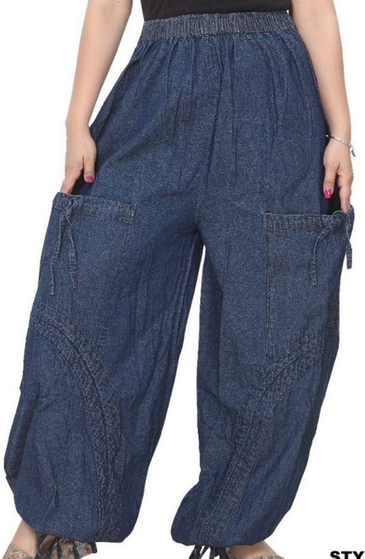 Denim Cargo Pants