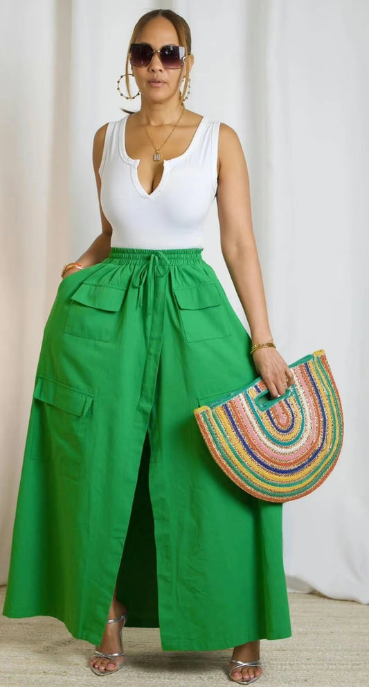 Drawstring high waist skirt