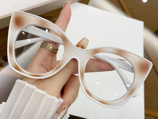 White & Tan Splash Clear Frame