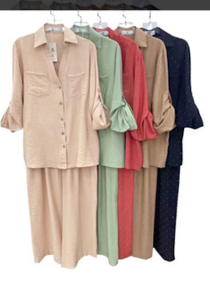 2-piece linen blend pant set