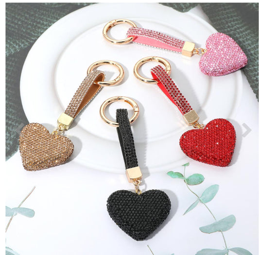 Bling Studded Bag Heart Charm