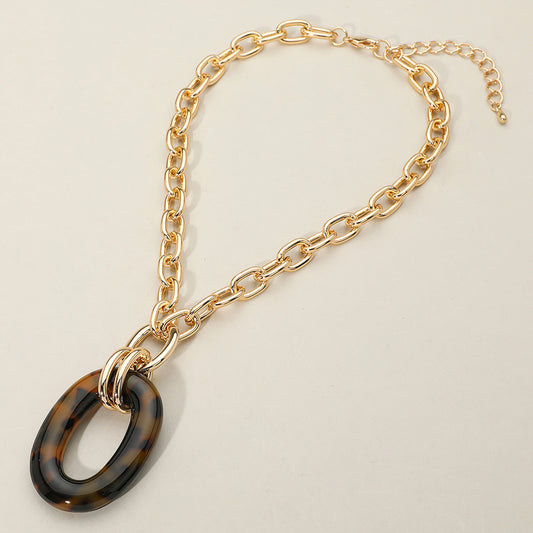 Celluloid Acetate Oval Ring Necklace