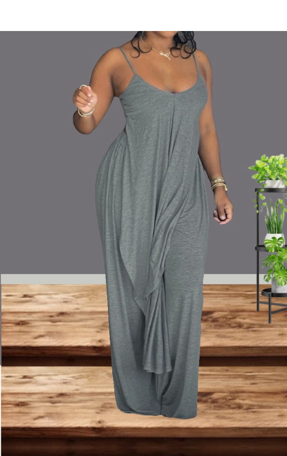 Casual 2pc Cami Top Wide Leg Pant Set