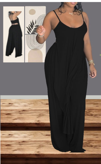 Casual 2pc Cami Top Wide Leg Pant Set