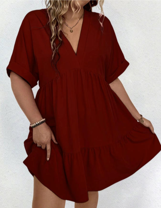 Burgundy Baby Doll  Dress